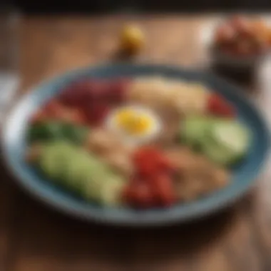 Colorful and balanced plate of healthy foods representing nutritional strategies.