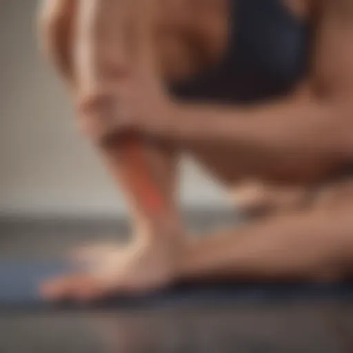 Illustration of person performing Achilles tendon stretch on yoga mat