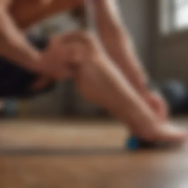 Achilles tendon stretching exercise using foam roller