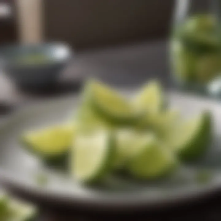 Lime wedges arranged artistically on a plate