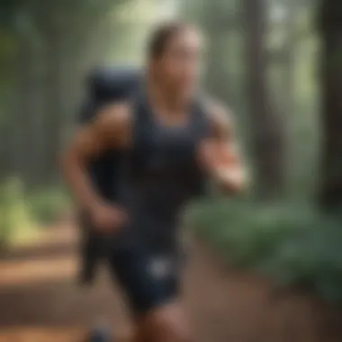 Athlete using a weighted running backpack during a workout session