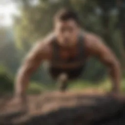 Athletic individual performing bodyweight exercises outdoors