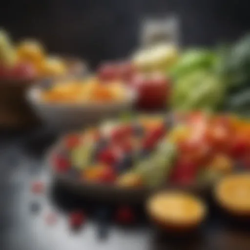 A vibrant spread of colorful fruits and vegetables emphasizing healthy eating for weight loss.