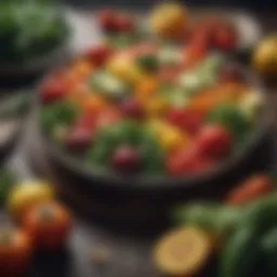 Colorful plate of fresh vegetables and fruits