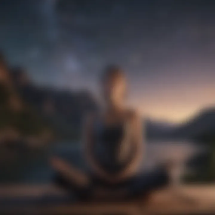 Person meditating under starlit sky for better sleep