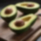 Avocado on a cutting board