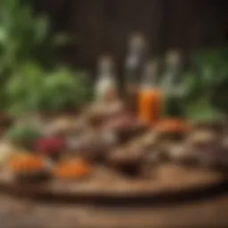 Colorful array of plant-based protein sources on a wooden table