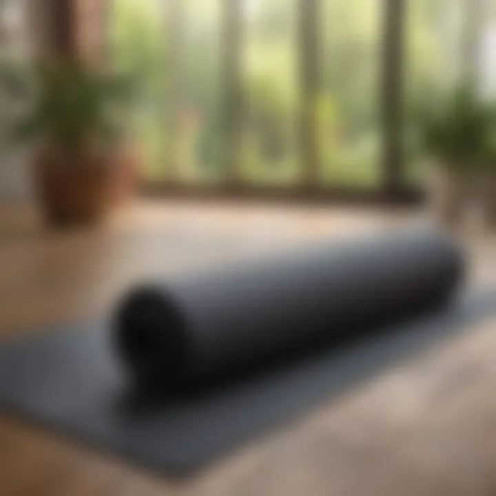 Yoga mat in a tranquil home environment