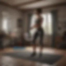 A person engaged in a vigorous cardio workout at home