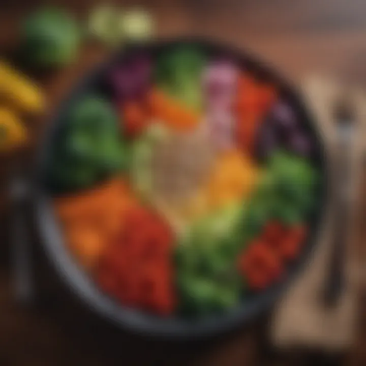 Illustration of a plate filled with colorful and nutritious vegetables