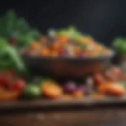 Colorful array of fresh vegetables and lean proteins