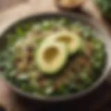 Nutrient-Rich Green Salad with Wholesome Quinoa Green vegetable salad with avocado slices and quinoa