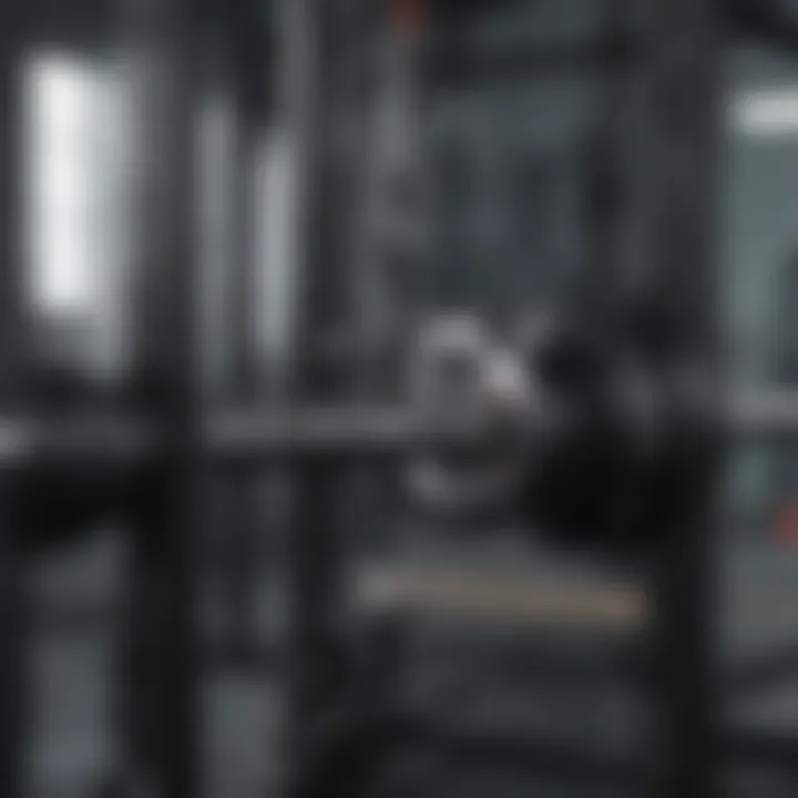 Close-up of squat rack safety features for secure workouts