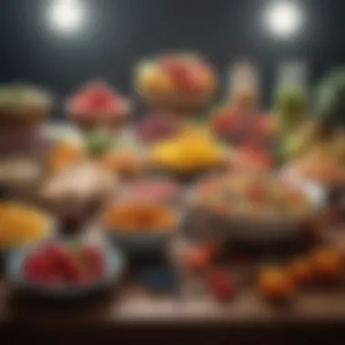 Colorful assortment of healthy foods on a table showcasing nutrition diversity