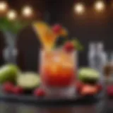 Decadent cocktail with fruit garnish