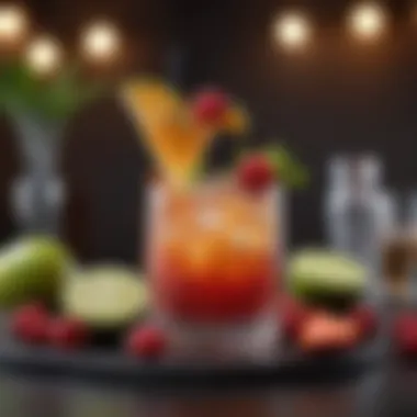 Decadent cocktail with fruit garnish