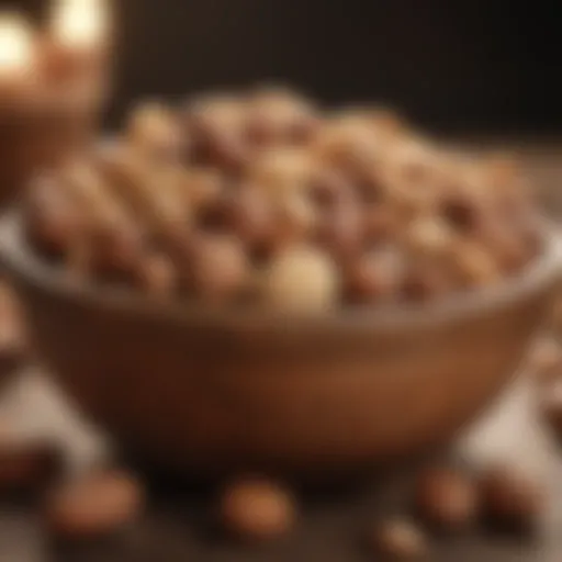 Variety of nuts in a rustic wooden bowl