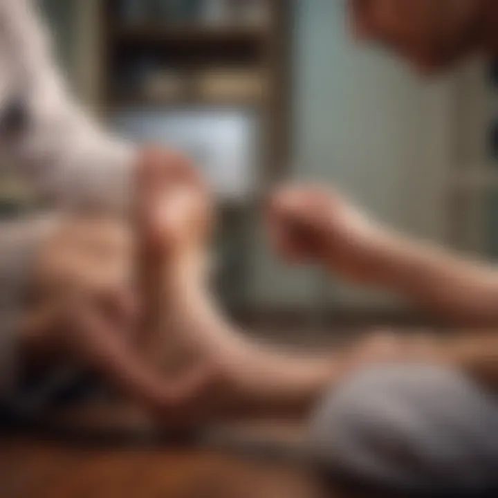 Illustration of a doctor discussing treatment options for numb feet with a patient