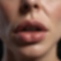 Close-up of lips with early cold sore symptoms