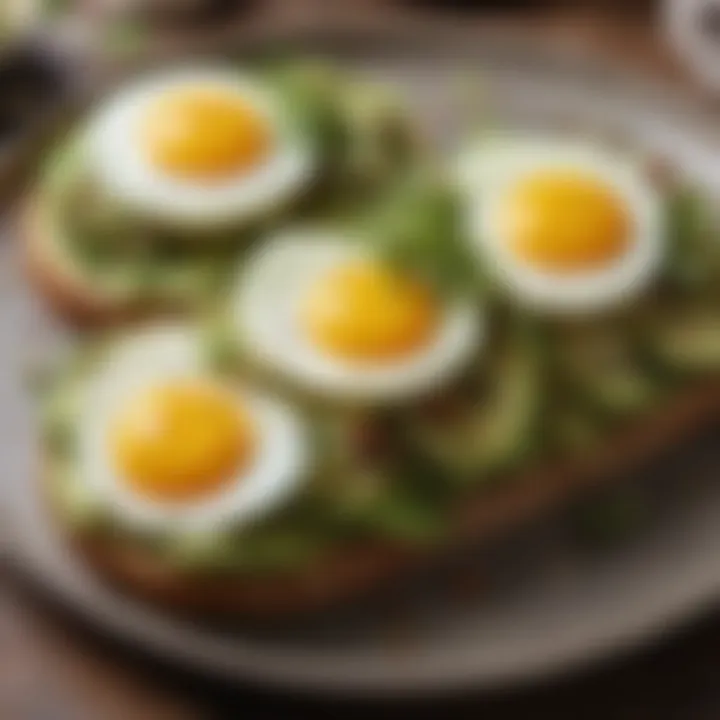 Avocado toast with eggs and sprouts