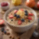 A hearty oatmeal bowl topped with fresh fruits and nuts