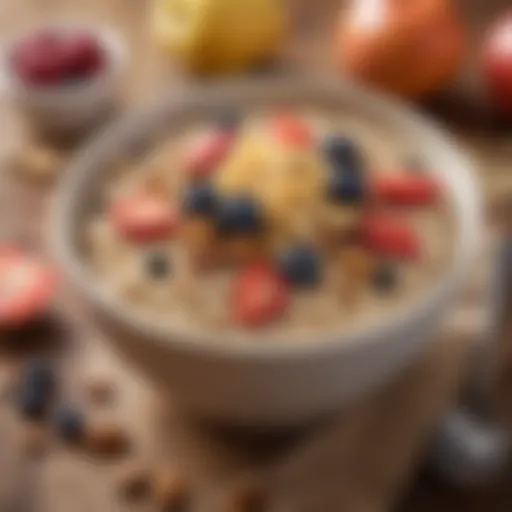 A hearty oatmeal bowl topped with fresh fruits and nuts