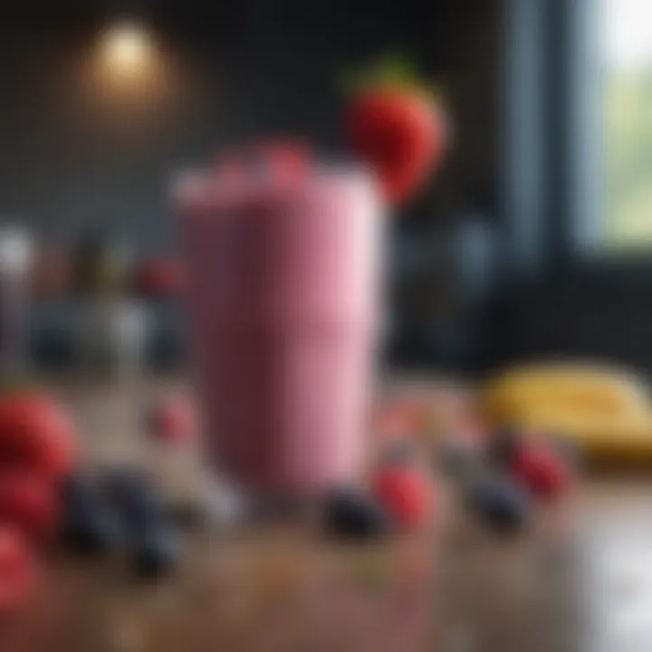 Smoothie with protein powder and colorful berries