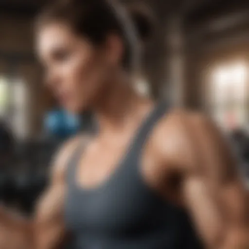 Sculpted arms during workout