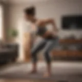 Woman performing bodyweight exercises in living room