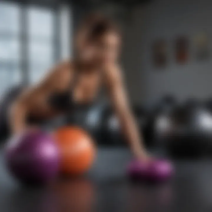 Fitness Workout with Dumbbells and Exercise Ball