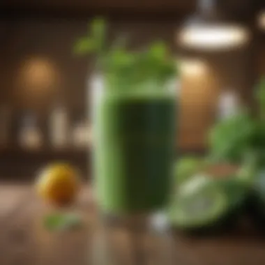 Green smoothie with fresh ingredients