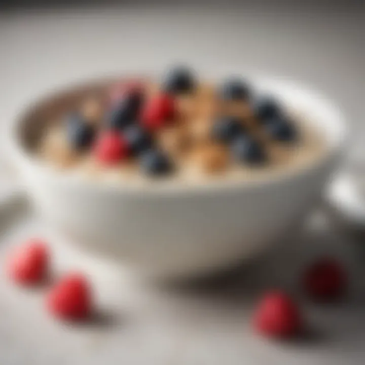 Bowl of oatmeal topped with berries and nuts