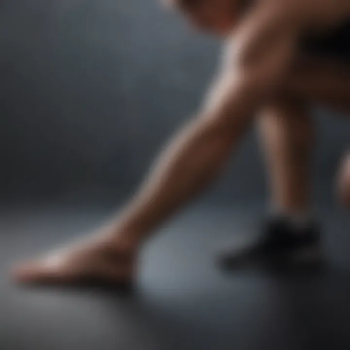 Demonstration of stretching techniques for shin splints recovery