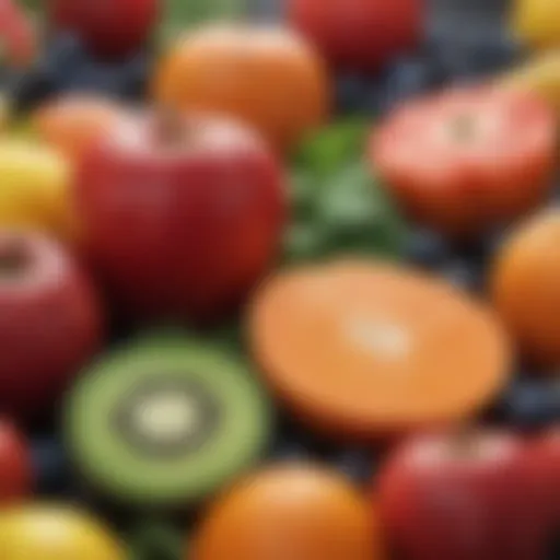 Fresh fruits and vegetables arranged aesthetically