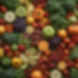 Colorful assortment of fresh vegetables and fruits