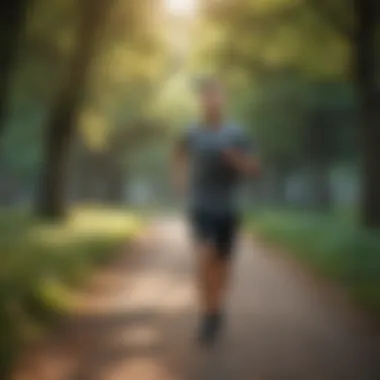 Man jogging in a scenic park setting