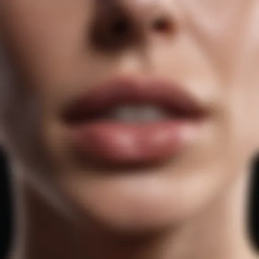 Close-up of lips showcasing mouth sores