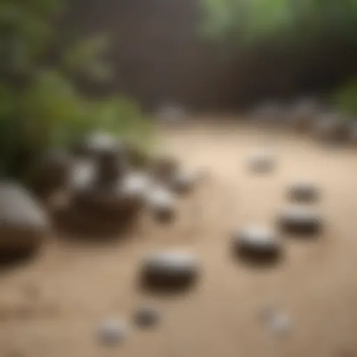 Zen garden with raked sand and stones