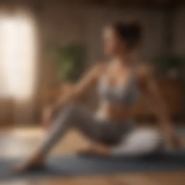 Woman doing advanced yoga pose at home