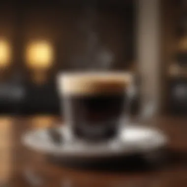 Elegant cup of freshly brewed black coffee