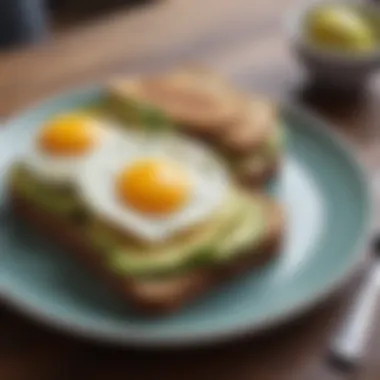 Elegant Protein Breakfast Plate An elegant presentation of eggs, avocado, and whole grain toast