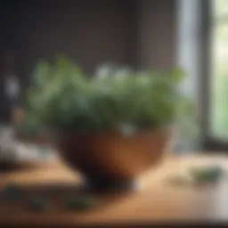 Aromatic eucalyptus leaves in a bowl