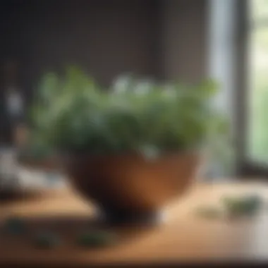 Aromatic eucalyptus leaves in a bowl