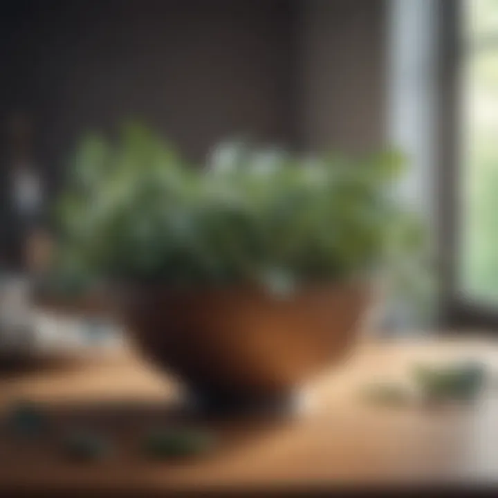 Aromatic eucalyptus leaves in a bowl