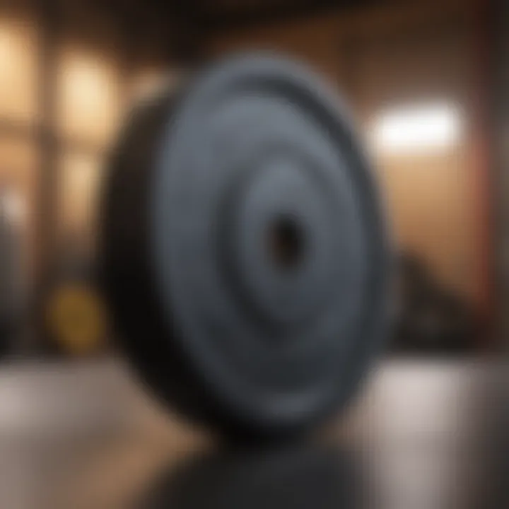 An individual examining the texture and quality of a rubber bumper plate.