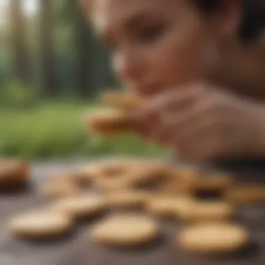 Mindful Snacking in Nature A person enjoying peanut butter crackers outdoors