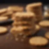 Delicious peanut butter crackers on a wooden table