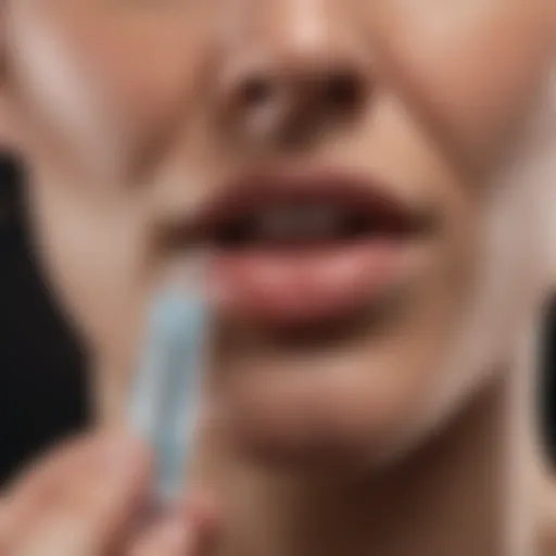 Close-up view of cold sore treatment tube
