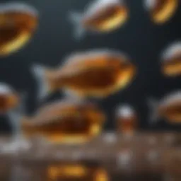 Representation of fish oil capsules highlighting their nutritional content