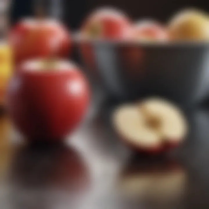 An artistic representation of weight loss with apple motifs